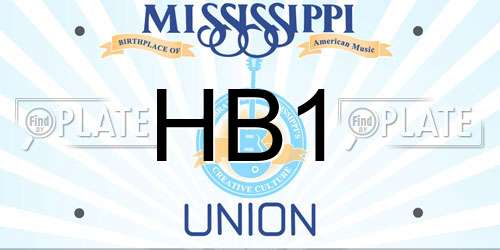 HB1 Mississippi License Plate