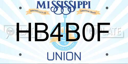 HB4B0F Mississippi License Plate