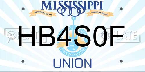 HB4S0F Mississippi License Plate