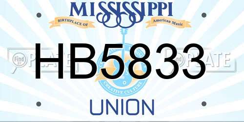 HB5833 Mississippi License Plate