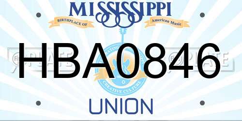 HBA0846 Mississippi License Plate