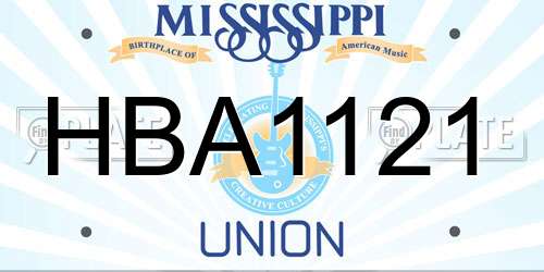 HBA1121 Mississippi License Plate