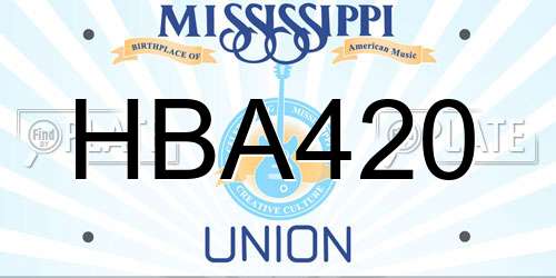 HBA420 Mississippi License Plate