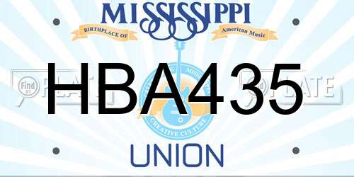 HBA435 Mississippi License Plate