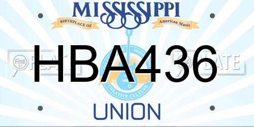 HBA436 Mississippi License Plate