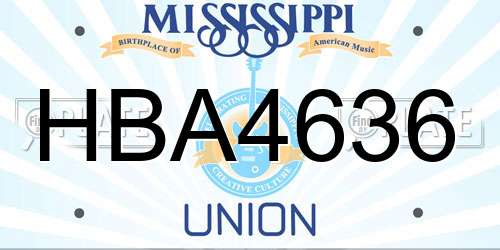HBA4636 Mississippi License Plate