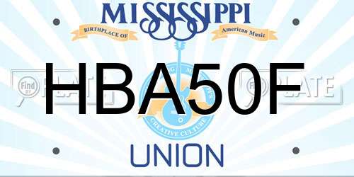 HBA50F Mississippi License Plate