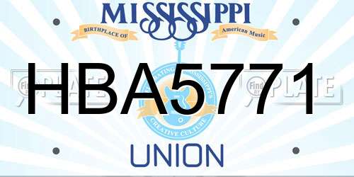 HBA5771 Mississippi License Plate