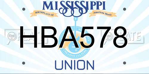 HBA578 Mississippi License Plate