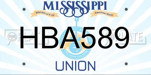 HBA589 Mississippi License Plate
