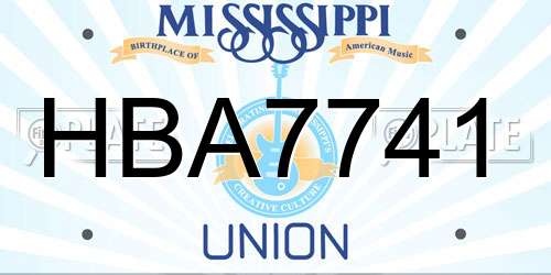 HBA7741 Mississippi License Plate