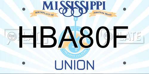 HBA80F Mississippi License Plate