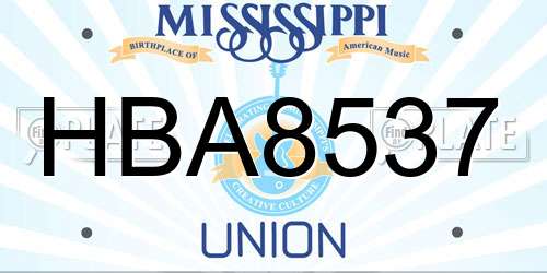 HBA8537 Mississippi License Plate