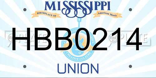 HBB0214 Mississippi License Plate