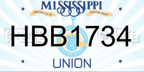 HBB1734 Mississippi License Plate