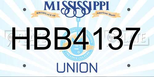 HBB4137 Mississippi License Plate