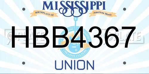 HBB4367 Mississippi License Plate