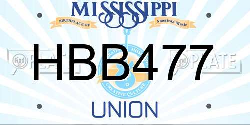 HBB477 Mississippi License Plate
