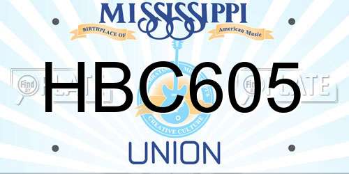 HBC605 Mississippi License Plate