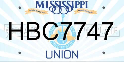 HBC7747 Mississippi License Plate