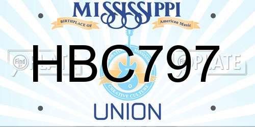 HBC797 Mississippi License Plate