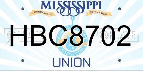 HBC8702 Mississippi License Plate