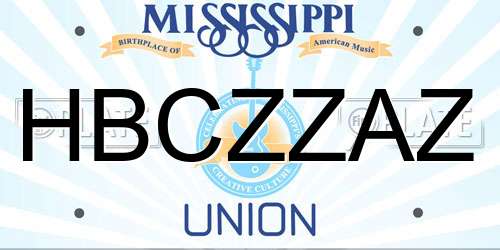 HBCZZAZ Mississippi License Plate