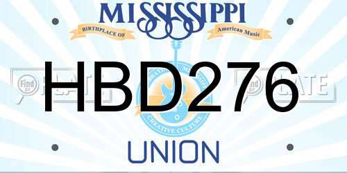 HBD276 Mississippi License Plate