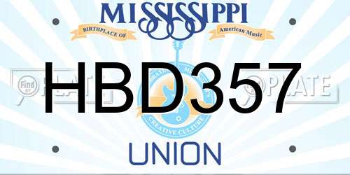 HBD357 Mississippi License Plate
