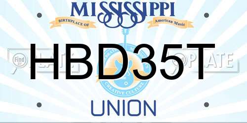HBD35T Mississippi License Plate