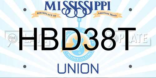HBD38T Mississippi License Plate