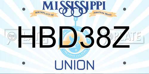 HBD38Z Mississippi License Plate