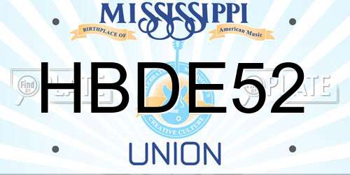 HBDE52 Mississippi License Plate
