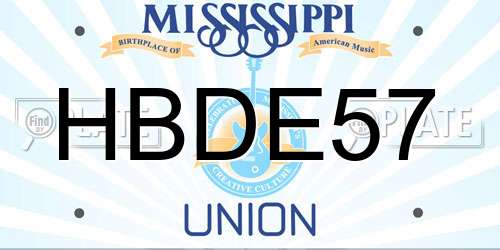 HBDE57 Mississippi License Plate