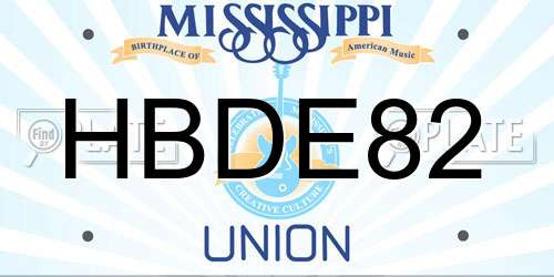 HBDE82 Mississippi License Plate