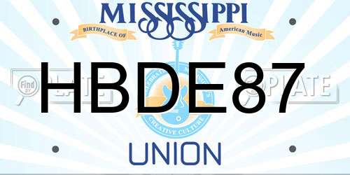 HBDE87 Mississippi License Plate