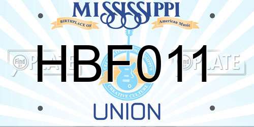 HBF011 Mississippi License Plate
