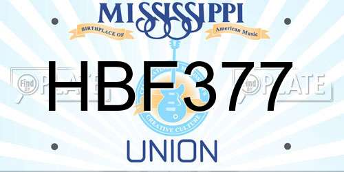 HBF377 Mississippi License Plate