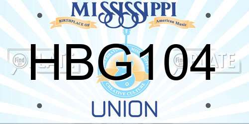 HBG104 Mississippi License Plate