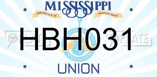 HBH031 Mississippi License Plate