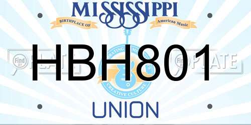 HBH801 Mississippi License Plate
