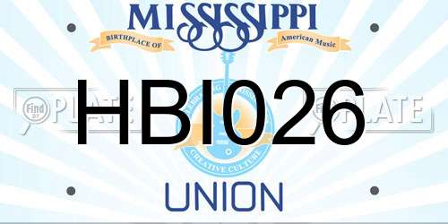 HBI026 Mississippi License Plate