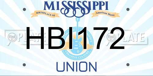 HBI172 Mississippi License Plate
