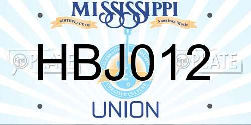 HBJ012 Mississippi License Plate