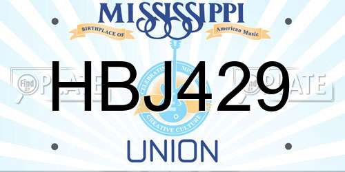 HBJ429 Mississippi License Plate