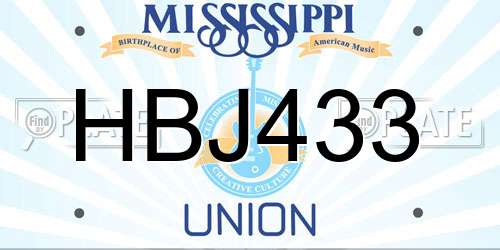 HBJ433 Mississippi License Plate