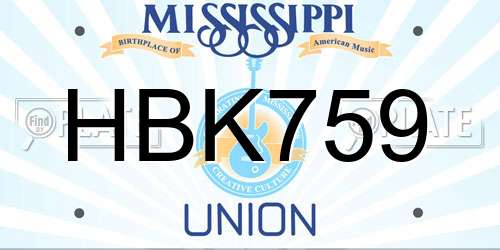 HBK759 Mississippi License Plate