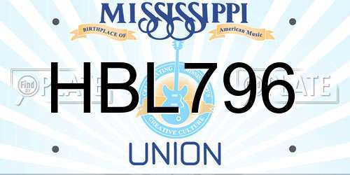 HBL796 Mississippi License Plate