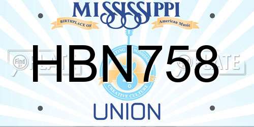 HBN758 Mississippi License Plate