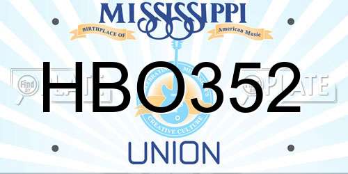 HBO352 Mississippi License Plate